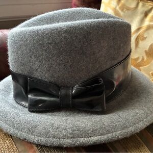 Nine West Charcoal Hat with Ribbon Accent